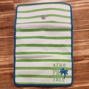 Aeropostale Green and White Striped Wallet